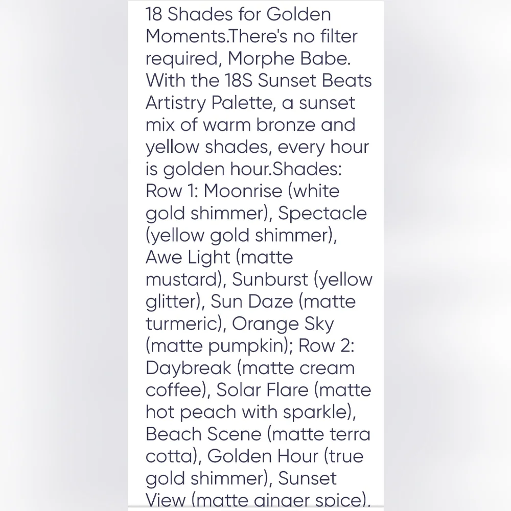 Morphe 18S Sunset Beats Eyeshadow Palette